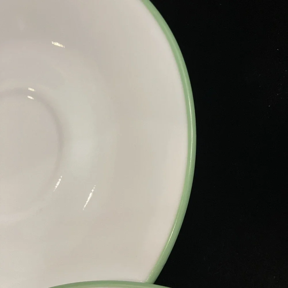 Corelle Set of 3 Saucers White Lime Green Trim Spring Meadow Vintage USA